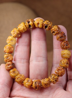 青岚文玩西藏牦牛骨大鹏鸟手编手串天珠扎基拉姆男女手链饰品