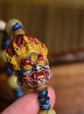 纯手工编织手绳回流骨桶珠玛瑙镶嵌卡子配饰鹿角根付大黑天手链