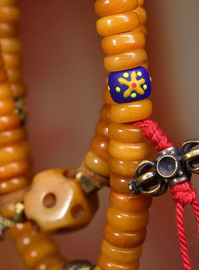 藏传回流牦牛骨盘珠108颗佛珠念珠脖挂文玩镶嵌天珠琉璃料器配饰