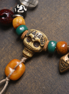 藏传回流骨多宝手链牦牛骨阿呆料器星月菩提玛瑙天珠骆驼骨手串