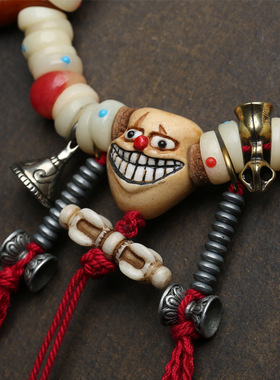 天然骆驼骨多宝镶嵌大肠珠108颗佛珠念珠脖挂藏式民族风复古文玩