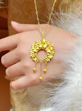 金店同款古法锦绣花团绣球花项链