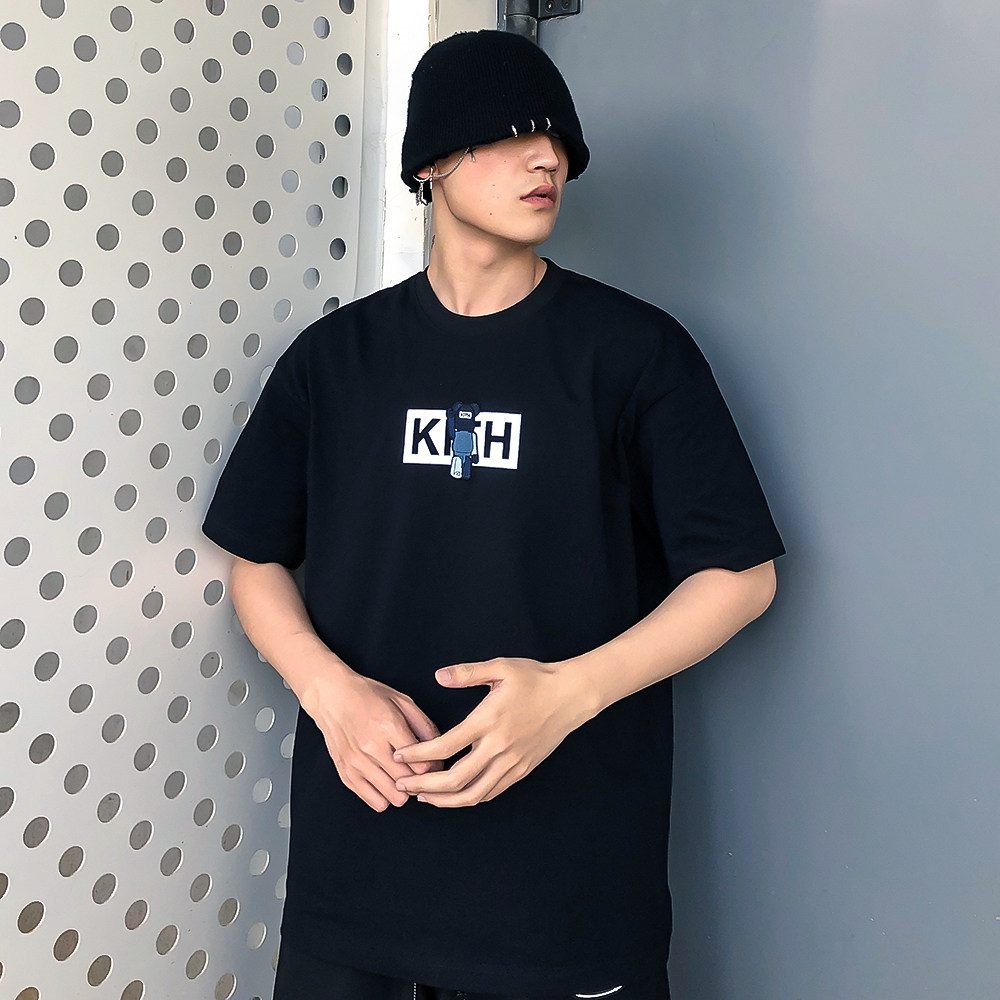 defans Kith暴力熊联名宽松圆领短袖男女情侣T恤植绒刺绣Logo Tee,淘宝优惠券,粉丝福利购,淘宝优惠卷