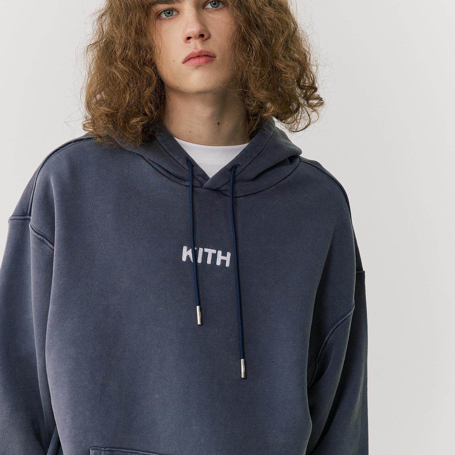 KITh蜡染水洗刺绣卫衣男女2024秋冬新款日系帽衫潮牌美式连帽外套 - 图1