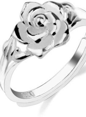 包邮99纯银牡丹花戒指银饰橄榄枝