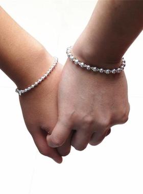 包邮纯银圆珠亲子款情侣手链