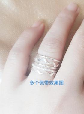 999纯银戒指韩简约超细线条混搭