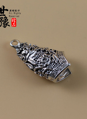 合金吊坠动物牙齿饰品藏银