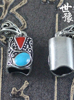 合金牙套镶嵌心形松石滴油吊坠