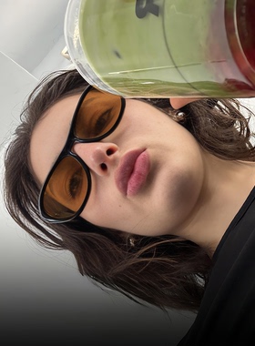 小红书网红墨镜同款复古大框遮脸显脸小TR90防晒太阳眼镜黑框茶色