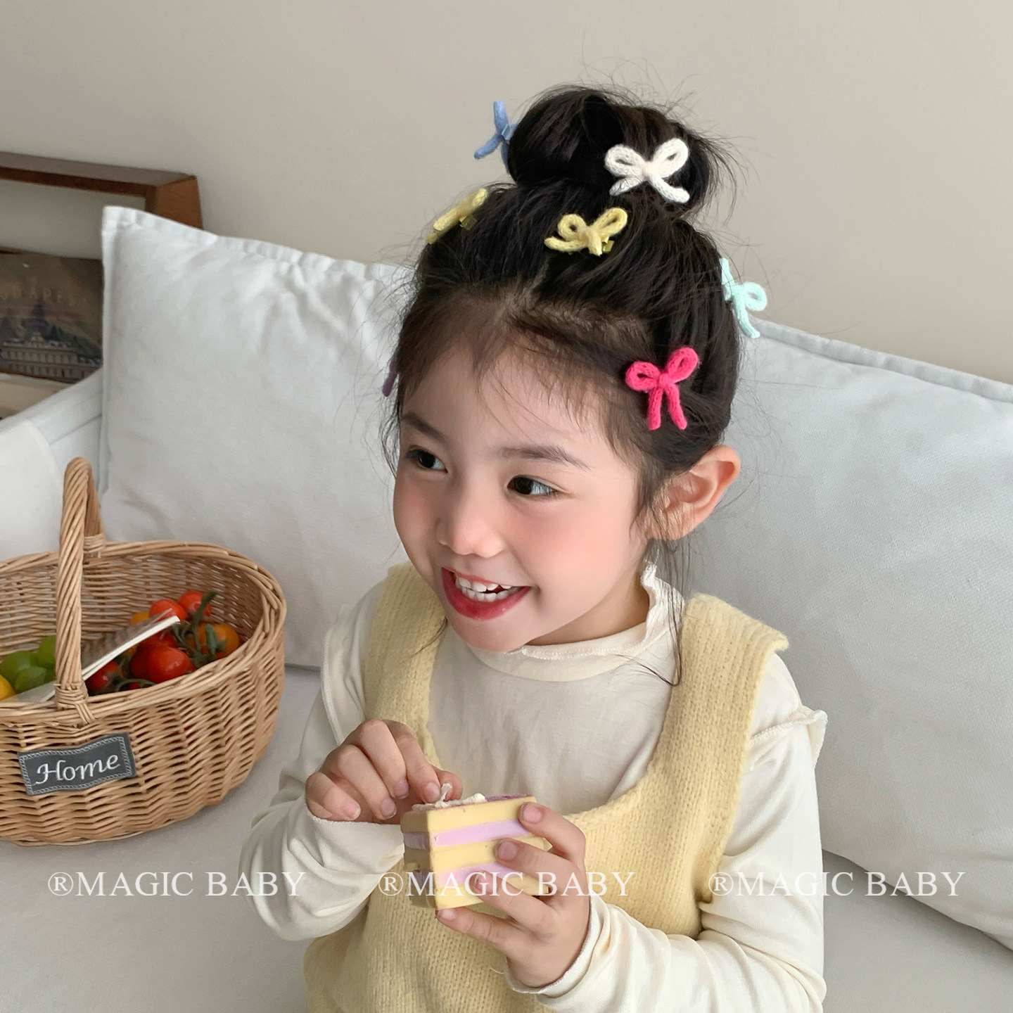 秋冬毛绒小号奶油色蝴蝶结头饰女童夹子儿童发夹宝宝发圈皮筋发饰,淘宝优惠券,粉丝福利购,淘宝优惠卷