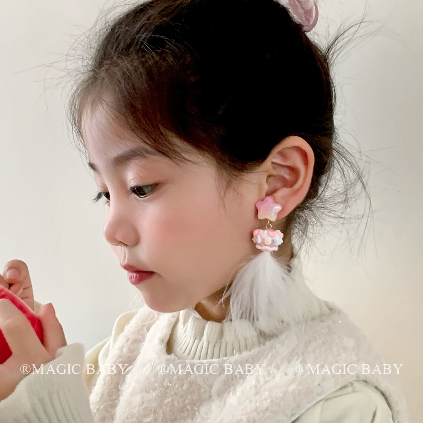 秋冬可爱粉色毛球流苏无耳洞耳夹甜美宝宝耳饰耳坠耳环饰品配饰,淘宝优惠券,粉丝福利购,淘宝优惠卷