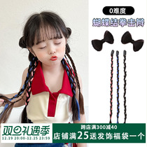 Childrens butterfly knot fake hair braid haircut colorful sweet and cool wind boxing braid card y2k net red flower bud hair accessories