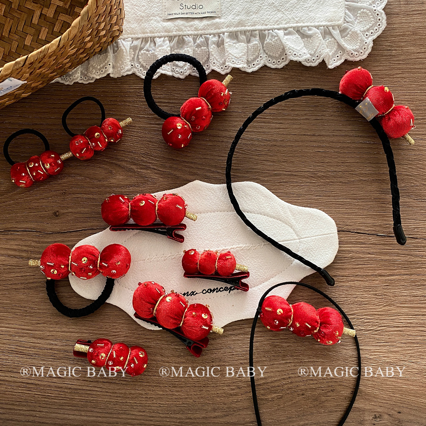 新年可爱喜庆糖葫芦发夹丝绒红色发箍过年头饰夹子儿童发圈发饰,淘宝优惠券,粉丝福利购,淘宝优惠卷