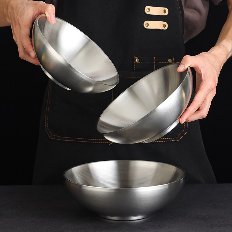 金色不锈钢韩式冷面碗拌饭汤碗沙拉碗泡面创意大碗饭碗拌面斗笠碗