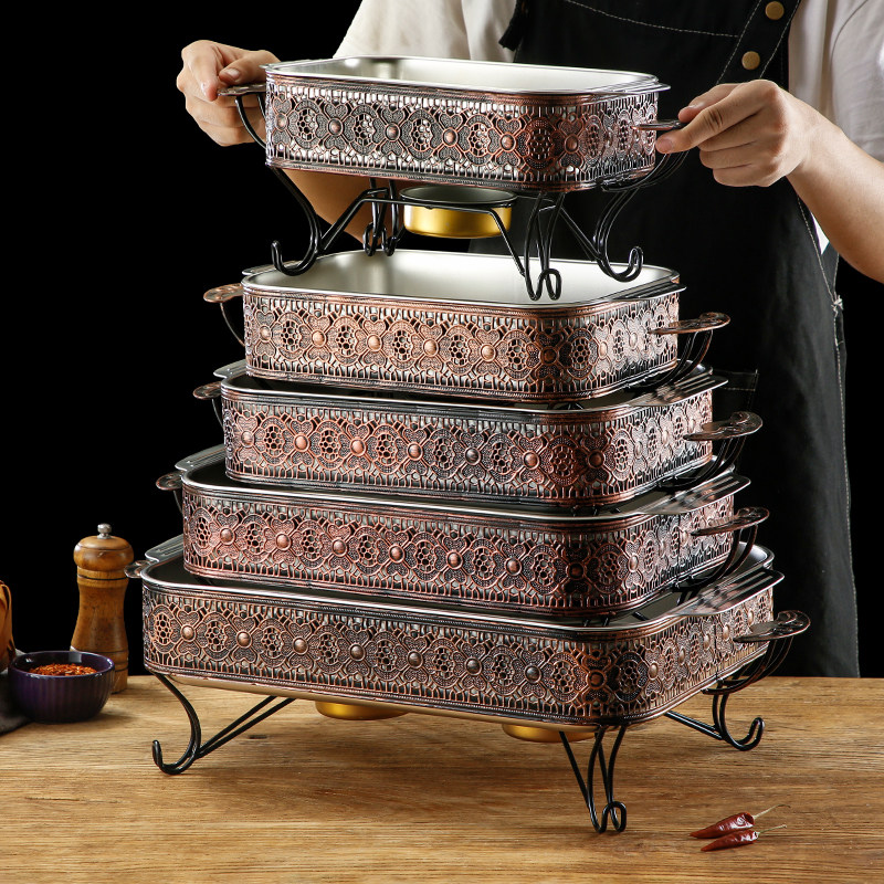 不锈钢烤鱼炉酒精干锅炉海鲜大咖龙虾拼盘炉创意长方形平底托盘,淘宝优惠券,粉丝福利购,淘宝优惠卷