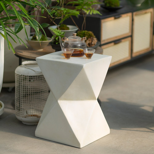 凌虹方形边几设计师创意款镁泥小茶几侘寂风民宿客厅角几轻奢北欧 - 图2