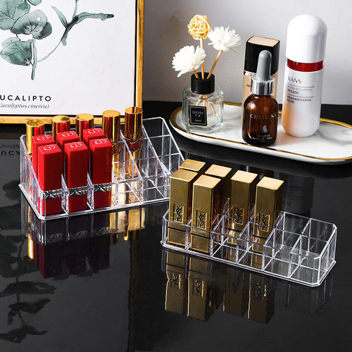 透明加深口红收纳盒化妆护肤品唇膏釉彩桌面收纳盒口红格展示架 - 图2
