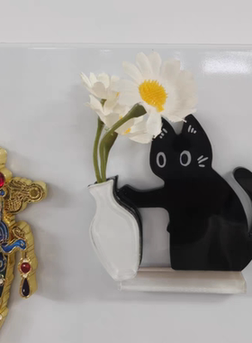 小猫推瓶子磁吸式猫胡子冰箱贴