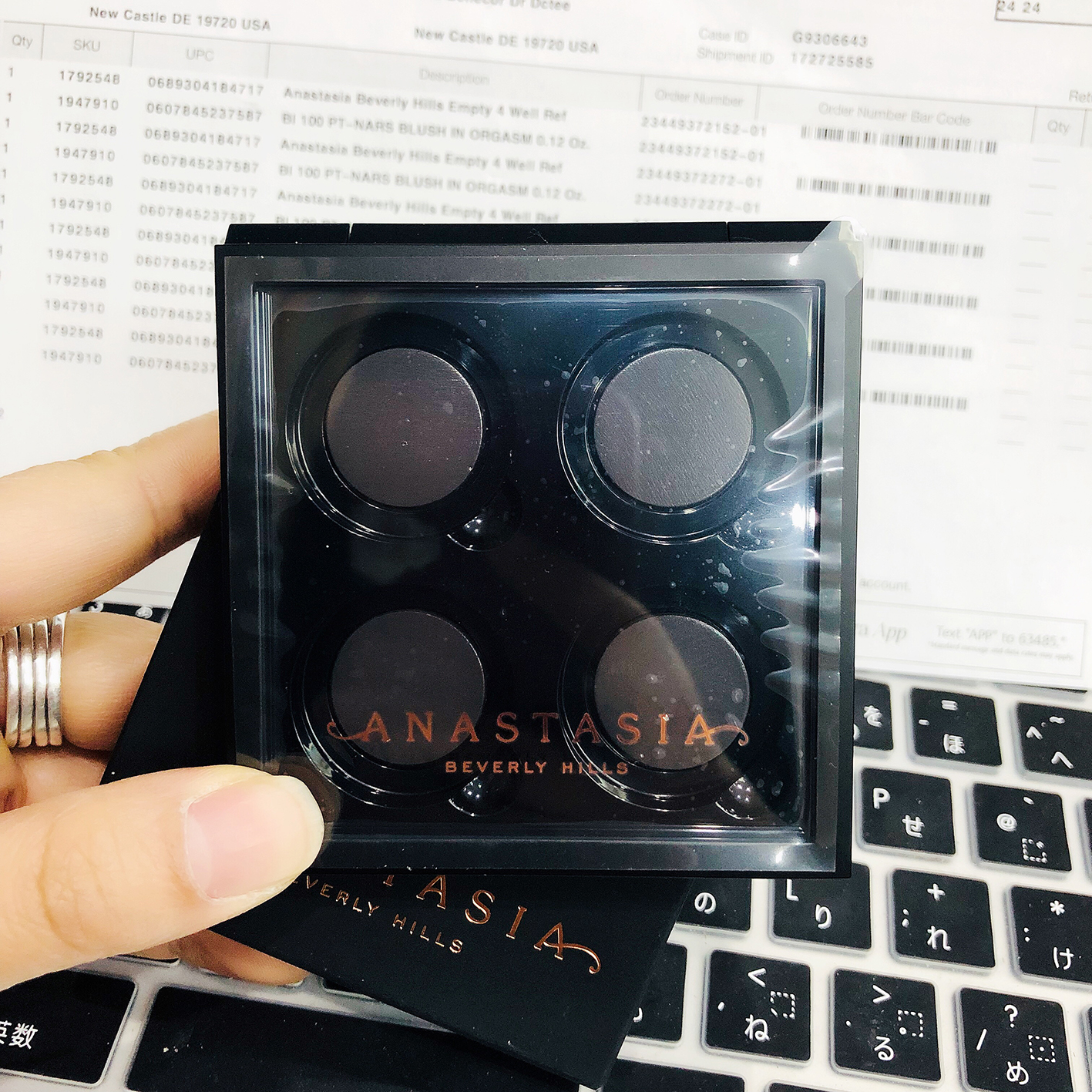 包邮 Anastasia四格眼影替换盒带磁铁 omega卡拉泡泡pop空盒盘-图0