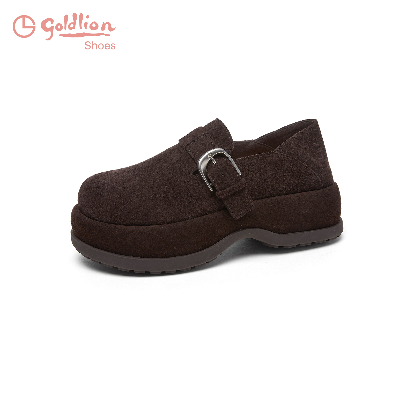 金利来女鞋时尚厚底勃肯鞋女2025秋冬新款反绒皮软底舒适百搭单鞋 - 图0