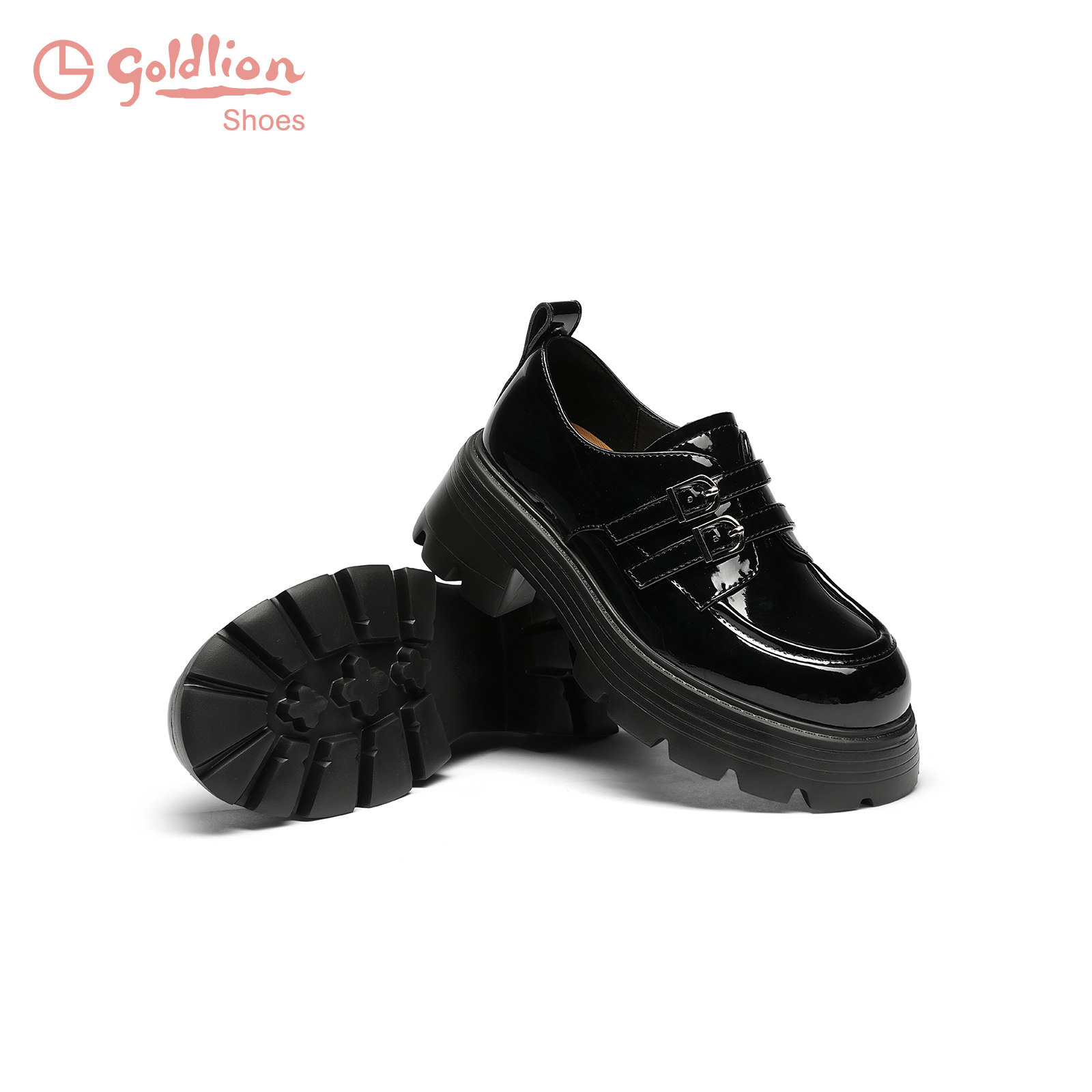 金利来黑色小皮鞋女秋季新款女鞋学院风百搭小个子6cm厚底乐福鞋,淘宝优惠券,粉丝福利购,淘宝优惠卷