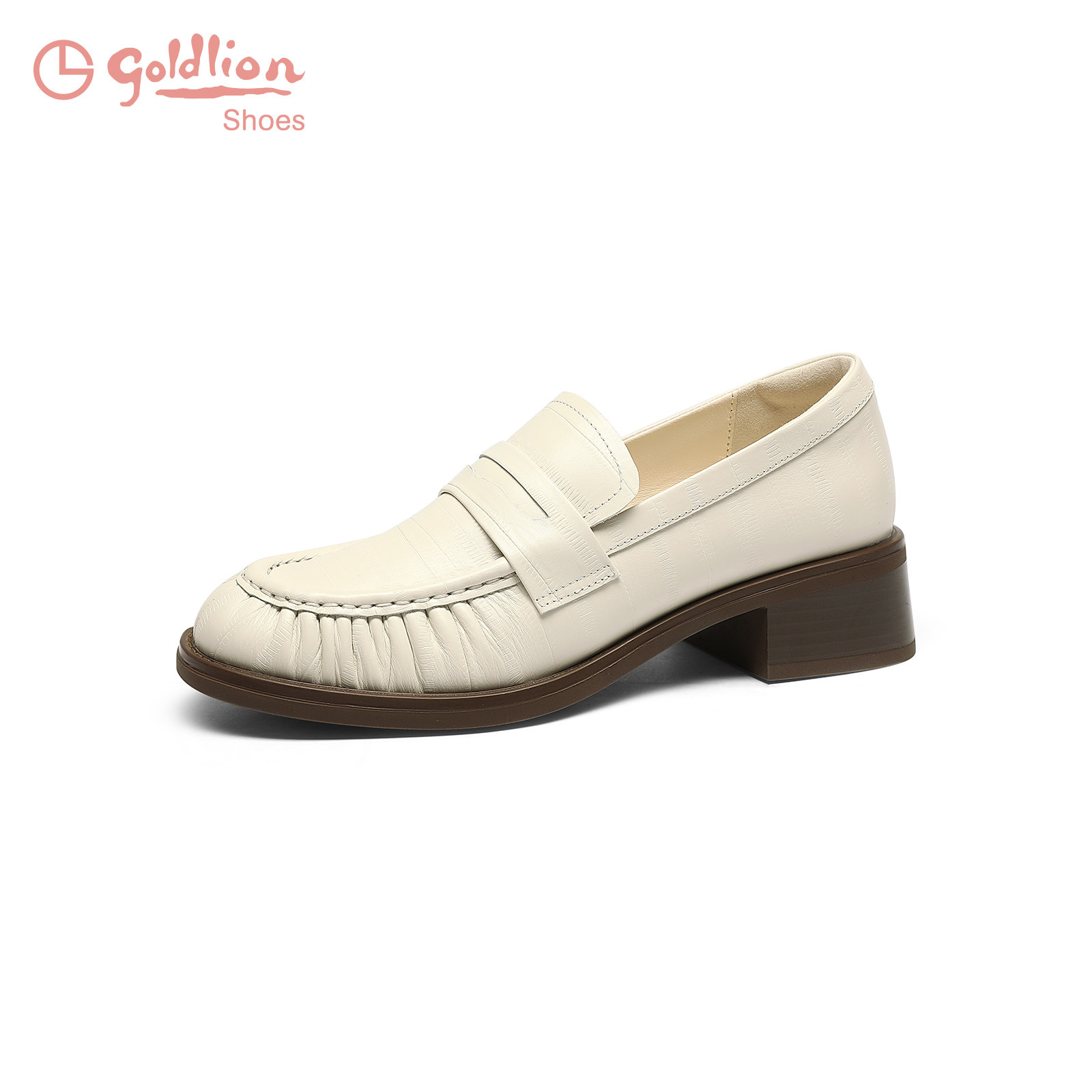 金利来低跟乐福鞋春季新款女鞋鳗鱼纹百搭一脚蹬舒适粗跟工作单鞋,淘宝优惠券,粉丝福利购,淘宝优惠卷