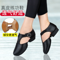 Genuine Leather Dance Shoes Women Soft Bottom Exercises Shoes Adults Hollowed-out Ballet Shoes Cat Paws Body Laces Heels Heel Teacher Shoes