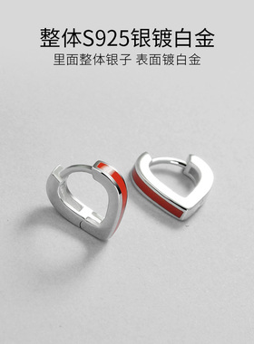 美诗兰通体纯银耳扣女珐琅小耳钉