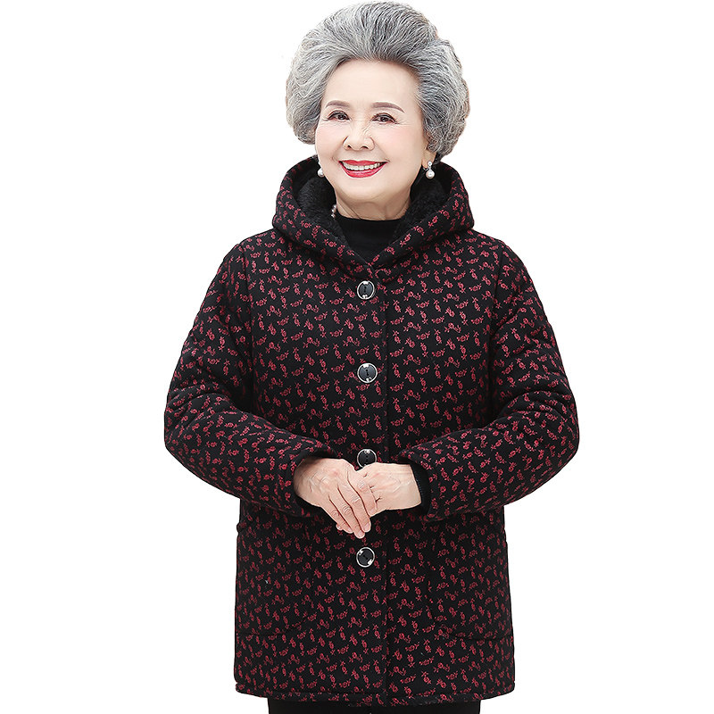 中老年人女装冬装加绒加厚棉服老人 魔曲中老年女装
