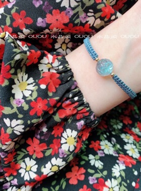 蓝月光石回纹珠手绳手链首饰水晶