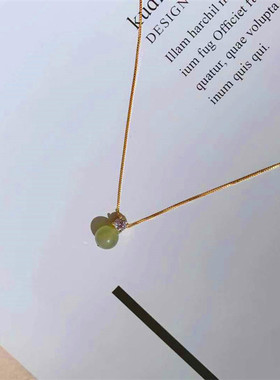 手作和田玉锆石925银锁骨链吊坠