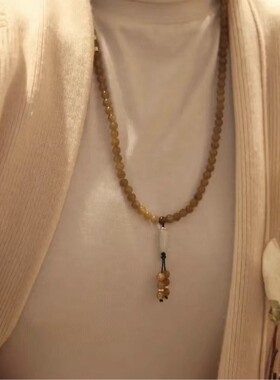 松栗子多层和田玉糖色佛珠手串