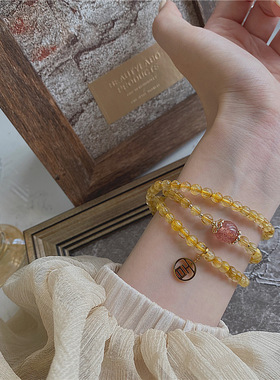 复古文玩天然巴西金发晶多圈手链