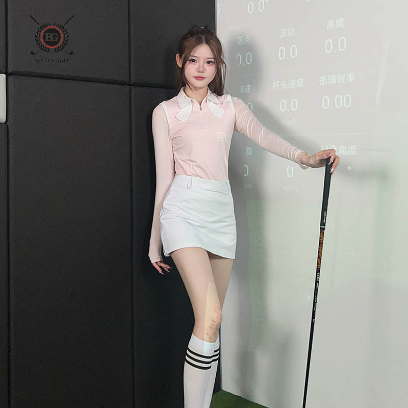 bg新款高尔夫女装球服装女上衣长袖T恤短裙套装保暖运动球衣高端 - 图2