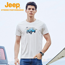 Jeep Summer Short Sleeve T-Shirt Man Pure Cotton Round Collar Speed Dry Suction Khan Breathable Outdoor Sport T-Shirt Loose Tide