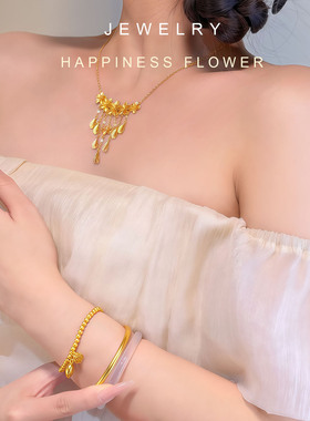 新中式婚礼格桑花项链假三金五金