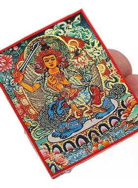 手绘八大守护神描金画心