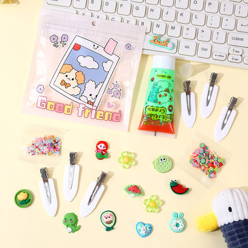 奶油胶 发夹小女孩DIY 儿童玩具手工材料包可爱卡通树脂配件夹子 - 图1