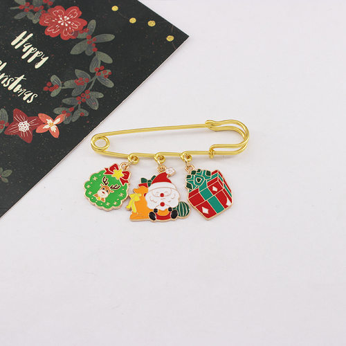 圣诞节跨境胸针合金可爱麋鹿老人雪人雪花拐杖糖别针大衣包包徽章 - 图2