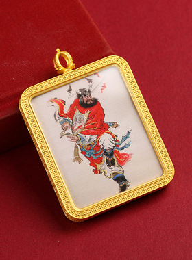 藏式唐卡吊坠半手绘描金
