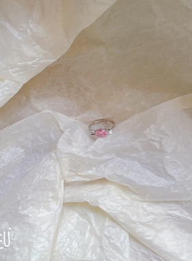 BoBo可爱粉色糖果结戒指小众轻奢少女开口可调节粉水晶仿宝石指环