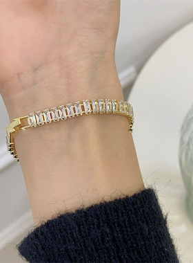 法式彩色精致锆石手链女水晶手串