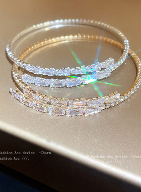 捡漏清仓，超闪锆石轻奢开口圆形手链开口手镯满钻高级感手环女