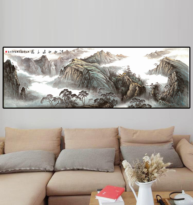 中式国画山水办公室装饰画林泉高逸图客厅高雅挂画会客室水墨泰山_虎窝淘