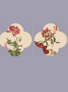 怡家客厅四叶草形状花鸟自粘壁画