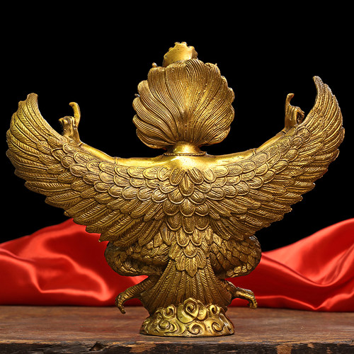 黄铜雷震子摆件 鹰大鹏金翅鸟吉祥物招财摆件 藏传神像金属工艺品 - 图2