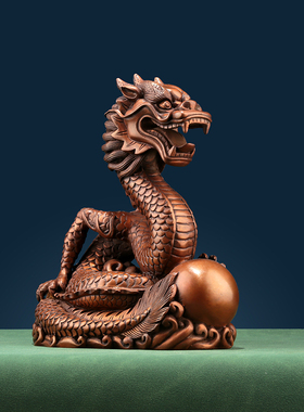 纯紫铜龙摆件青龙装饰品工艺摆设