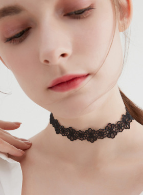 黑色蕾丝短款choker项链高级感