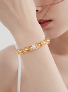 黄水晶女款2025夏季水晶串珠手链